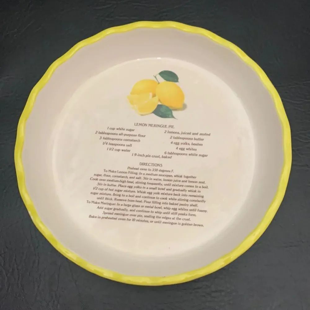 Lemon Meringue Pie Recipe Baking Serving County Kitchen Yellow Brown White